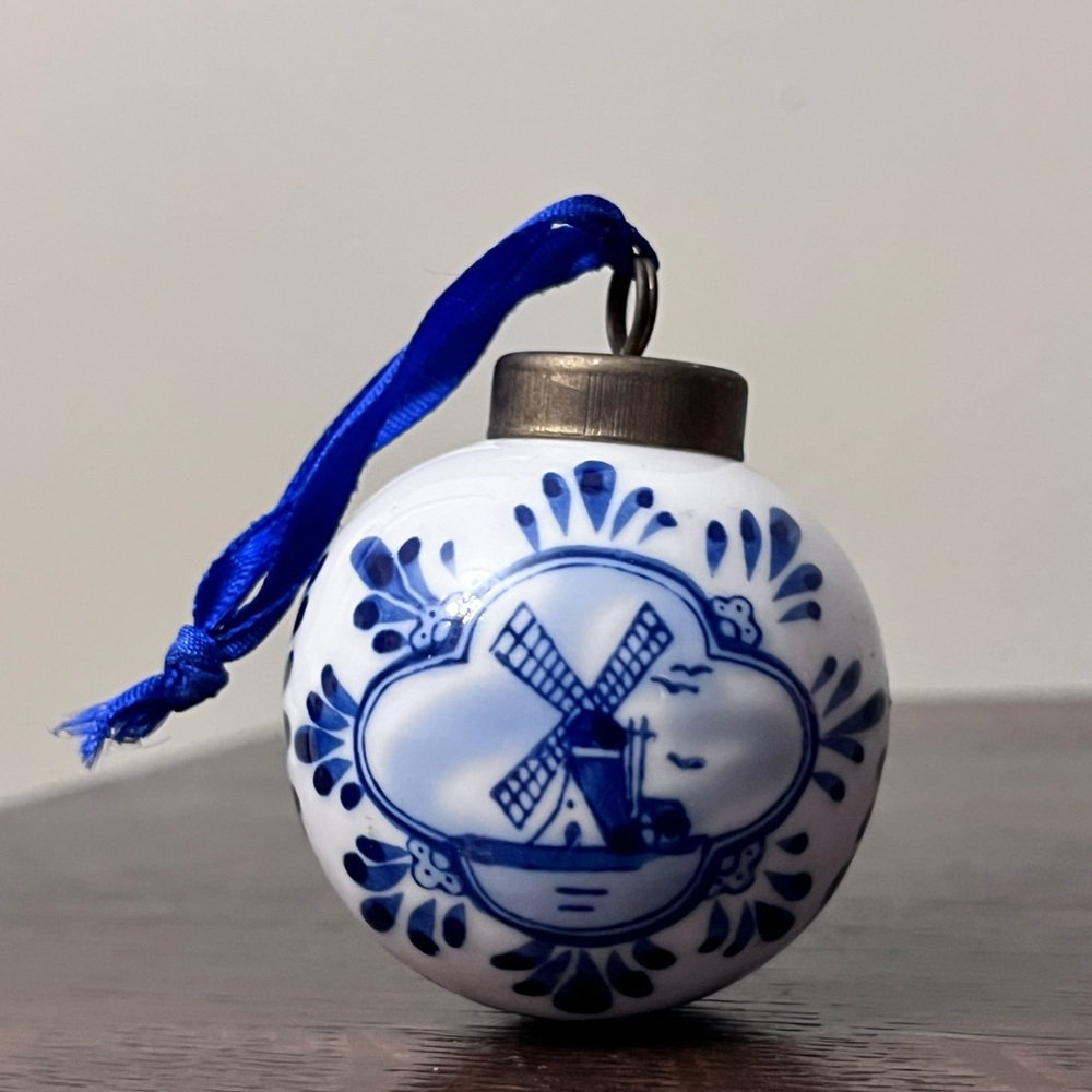 Delft Windmill Christmas Blue and White  Ornament
